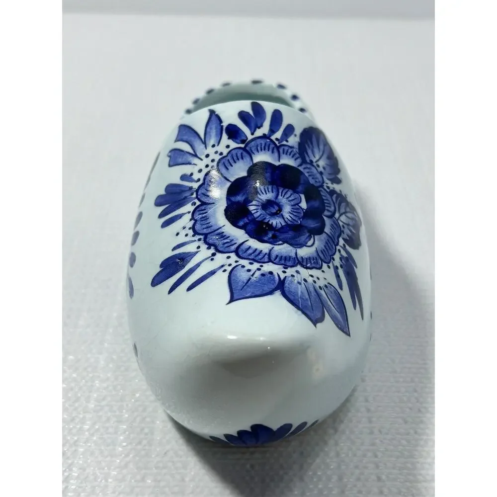 Vintage Hand Painted Delft Blauw Ceramic Dutch Clog Shoe 6.5 Long Hanging Decor - Picture 2 of 9